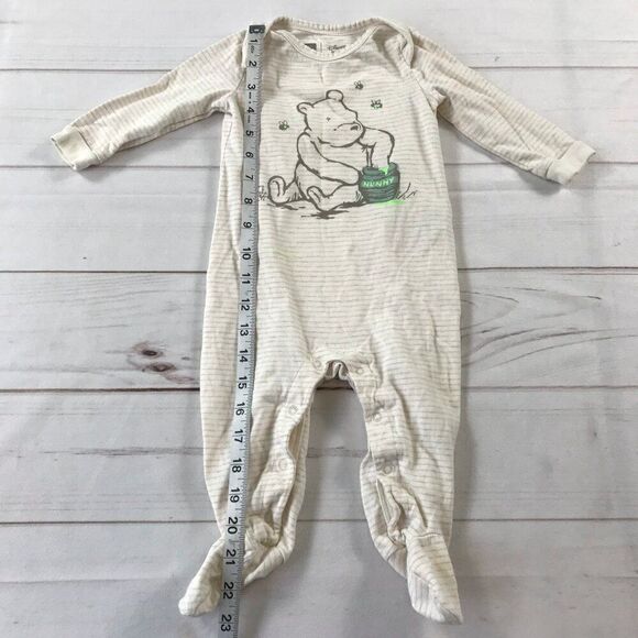 Baby Gap Disney Baby 6-9 months Winnie the Pooh Organic Stripe Footed One-piece - Picture 3 of 11